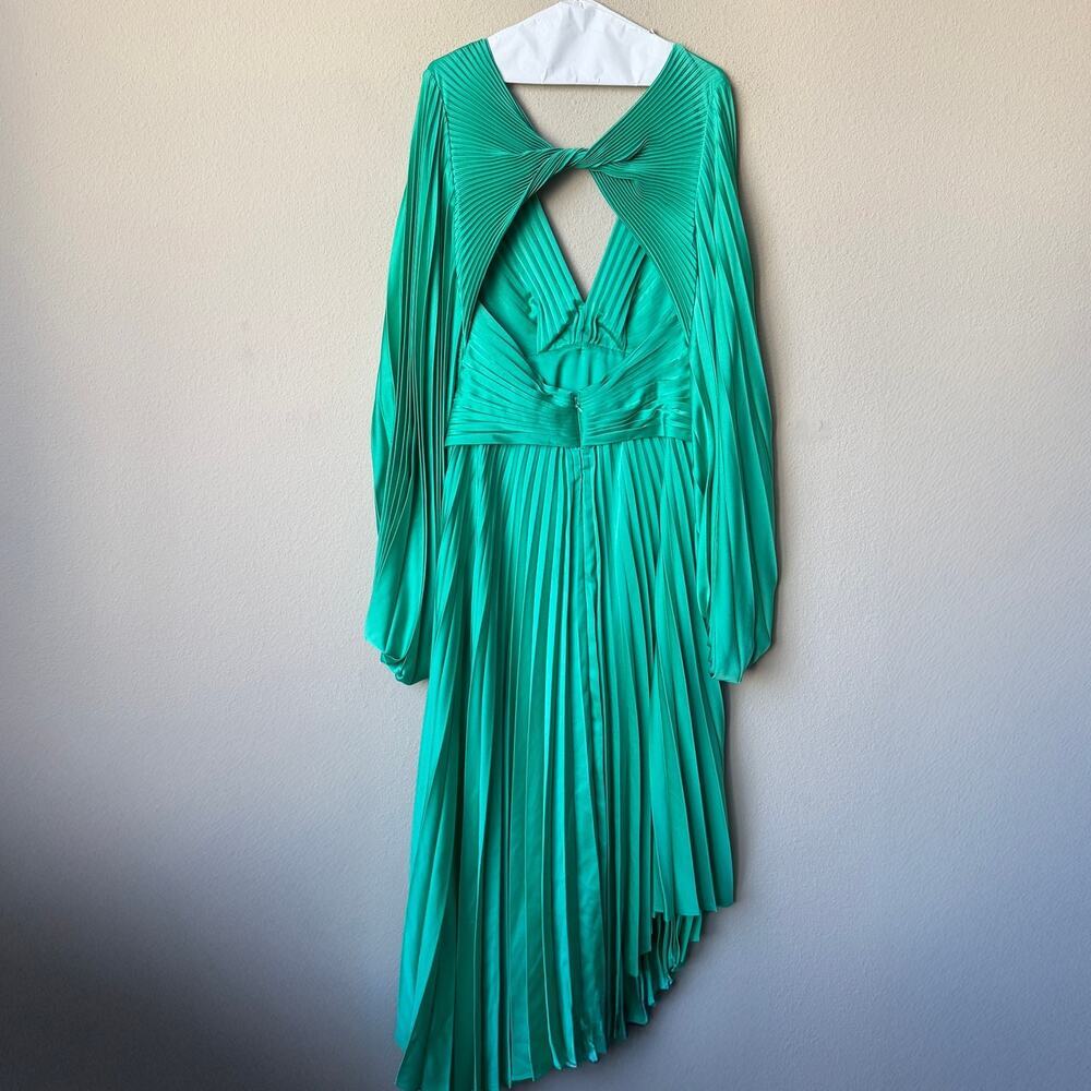Acler Palms Pleated Midi Dress in Electric Green Size 10 NEW NWT - Picture 4 of 9